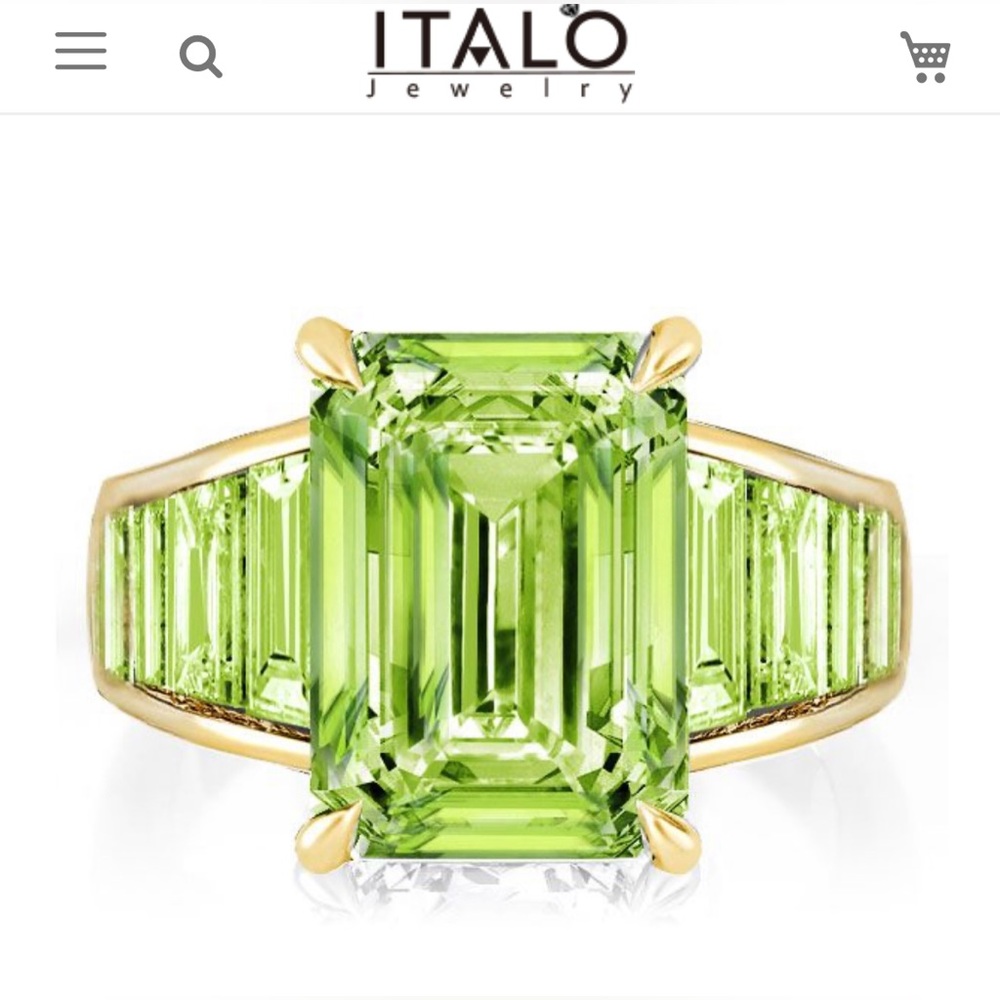 Italo Emerald Cut Peridot Engagement Ring In Sterling Silver